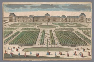 Widok na Palais des Tuileries w Paryżu widziany z Jardin des Tuileries autorstwa Anonymous