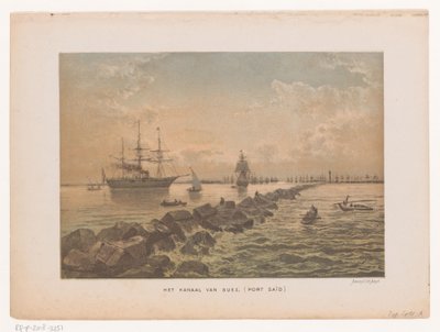 Widok na Kanał Sueski w Port Said Kanał Sueski (Port Said) (tytuł na obiekcie) autorstwa Anonymous