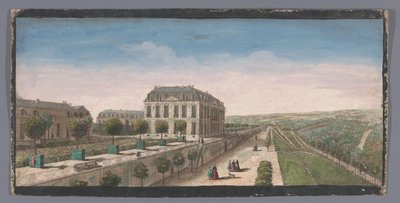 Widok na taras z drzewami pomarańczowymi Chateau de Belle-Vue w Meudon Autre vüe du Chateau de Belle-Vüe (...) (tytuł na obiekcie) autorstwa Anonymous