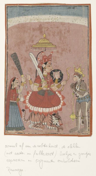 Bogini Durga i Hanuman autorstwa Anonymous