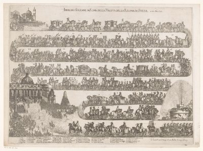 Wjazd do Rzymu królowej Szwecji Krystyny Ingresso Solenne in Roma della Maestra della Regina di Svezia ai 23 xbre 1655 (tytuł na obiekcie) autorstwa Anonymous