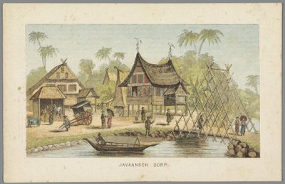 Wioska jawajska na Wystawie Światowej w Amsterdamie, 1883 Wioska jawajska (tytuł na obiekcie) Pamięć Amsterdamu w 1883 roku (tytuł serii na obiekcie) autorstwa Anonymous