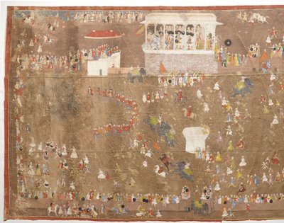 Ambasada Joan Ketelaar przy królu Udaipuru Maharana Sangram Singh z Udaipur Zabawia członków Holenderskiej Kompanii Wschodnioindyjskiej kierowanej przez Johana Josuę Ketelaara w 1711 roku autorstwa Anonymous
