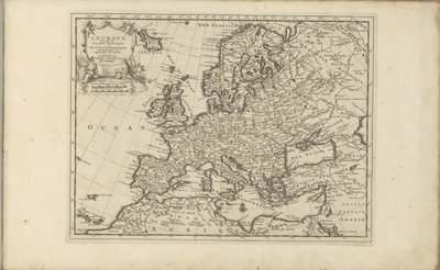 Kaart van Europa Europa według nowych obserwacji panów z Królewskiej Akademii Nauk itp. Rozszerzony Nowy (tytuł na obiekcie) Indie Wschodnie i Zachodnie oraz inne miejsca (tytuł serii) autorstwa Anonymous