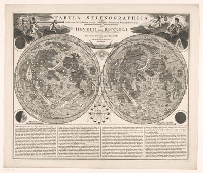 Kaart van de Maan Mapa selenograficzna z dokładnym opisem plam księżycowych (...) (tytuł na obiekcie) autorstwa Anonymous