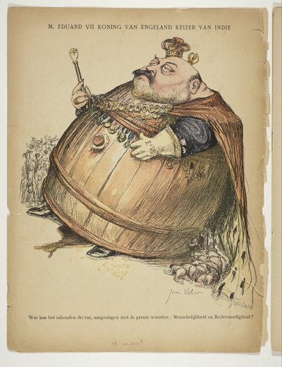 Karykatura Edwarda VII (króla Wielkiej Brytanii) M. Eduard VII król Anglii Cesarz Indii (tytuł na obiekcie) autorstwa Anonymous
