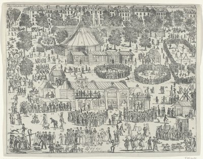 Jarmark na placu w Hadze, 1845 Jarmark utopijny (tytuł na obiekcie) autorstwa Anonymous