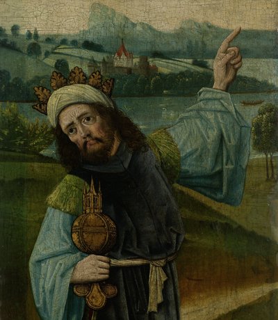 Król Melchior, jeden z Trzech Mędrców, Wskazujący na Gwiazdę, fragment z Pokłonu Trzech Mędrców autorstwa Anonymous