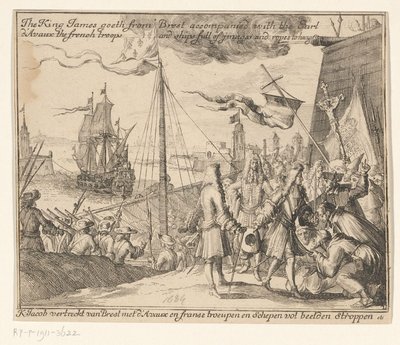 Król Jakub II wyrusza z wojskami francuskimi z Brześcia do Irlandii, 1689 Król Jakub wyrusza z Brześcia w towarzystwie hrabiego d