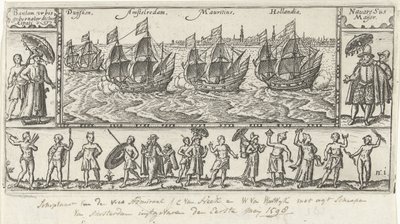 Kopia po oryginalnym druku tytułowym dla Houtmans Journael vande reyse der Hollandtsche statków ghedaen w Oostelijk, 1598 autorstwa Anonymous
