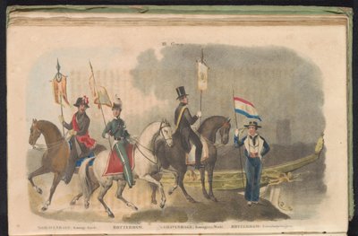 Stroje i sztandary gwardii honorowej Hagi i Rotterdamu, 1840-1842 III. Grupa (tytuł na obiekcie) autorstwa Anonymous