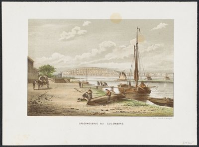 Most kolejowy Kuilenburg koło Culemborga, 1868 Most kolejowy w Culemborg (tytuł na obiekcie) Główne mosty kolejowe w Holandii (tytuł serii) autorstwa Anonymous