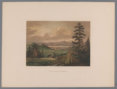 Krajobraz z zatoką Shimabara i Unzen .Wulkan w tle Le golfe de Simabara et le volcan Undjing (tytuł na obiekcie) Souvenir du Japon vues d
