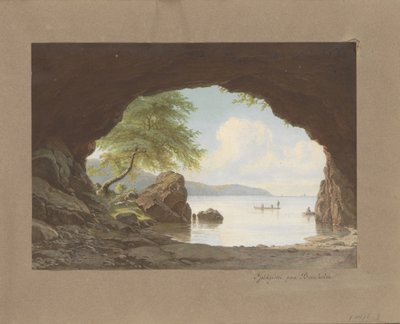 Pejzaż po obrazie Fjeldgrotte paa Bornholm autorstwa G.E. Libert Jaskinia Fjeld paa Bornholm (tytuł na obiekcie) autorstwa Anonymous