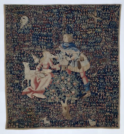 Millefleurs z Pasterzem i Pasterzem (fragment) autorstwa Anonymous