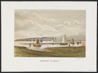 Most Moerdijk, 1871 Most kolejowy w Moerdijk (tytuł na obiekcie) Główne mosty kolejowe w Holandii (tytuł serii) autorstwa Anonymous