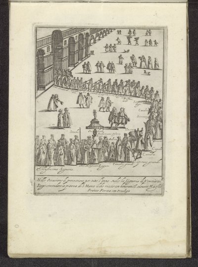 Optocht met de doge en Serenissima Signoria over het San Marcoplein te Venetië Scenes uit het Venetiaanse leven (tytuł serii) Habiti d