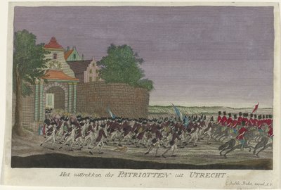 Patrioci opuszczają Utrecht, 1787 Wycofanie Patriotów z Utrechtu (tytuł na obiekcie) autorstwa Anonymous