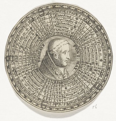 Medal z portretem papieża Wigiliusza i imionami papieży autorstwa Anonymous