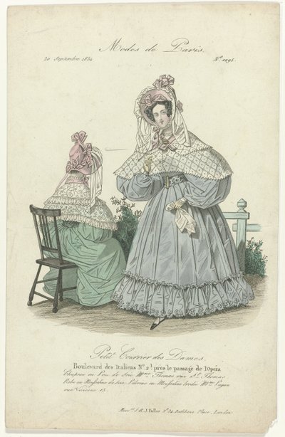 Petit Courrier des Dames, 20 września 1834, nr 1095: Kapelusz w Pou de Soi (...) autorstwa Anonymous