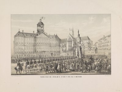 Uroczyste wejście H.M. Willema III, 9 kwietnia 1861 r. w Amsterdamie (tytuł na obiekcie) autorstwa Anonymous