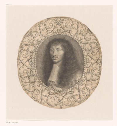 Portret Ludwika XIV otoczony ozdobną ramą z arabeskami autorstwa Anonymous