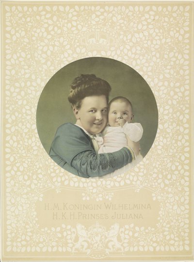 Portret Wilhelminy, królowej Holandii i Juliany, królowej Holandii autorstwa Anonymous
