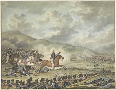 Prince of Orange prowadzący wojska holenderskie w Quatre-Bras, 1815 autorstwa Anonymous