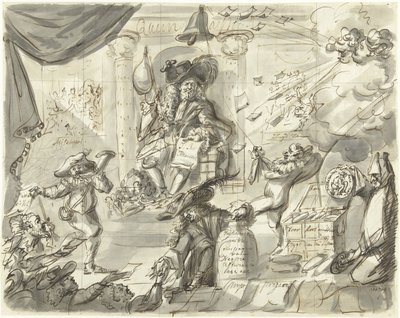 Quincampoix lub wielki sprzedawca wiatru i kapusty, 1720 Wielka scena szaleństwa (elementy dodatkowe) (tytuł serii) autorstwa Anonymous