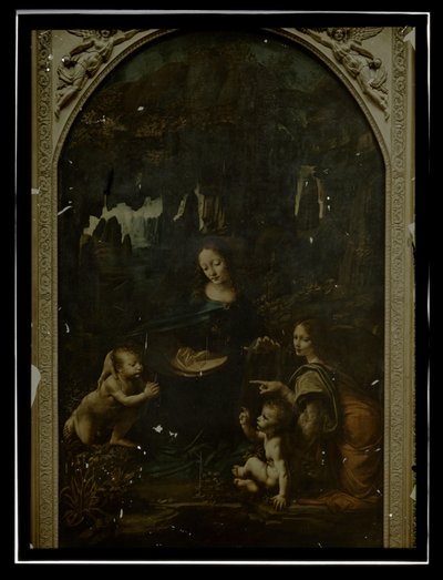 Reprodukcja Leonarda da Vinci, Dziewica na skałach, Luwr autorstwa Anonymous