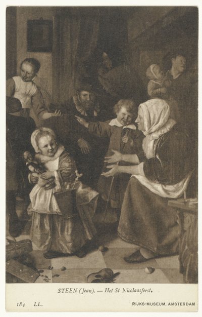 Reprodukcja obrazu Święto św Mikołaja Jana Steen Święto św Mikołaja (tytuł na obiekcie) Rijks-Museum, Amsterdam (tytuł serii) autorstwa Anonymous