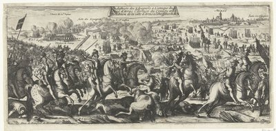 Ruiter Gevecht bij Arras, 1640 Klęska Hiszpanów w ataku na oblężenie Arras Przybycie konwoju i poddanie miasta Arras posłuszeństwu króla (tytuł na obiekcie) autorstwa Anonymous