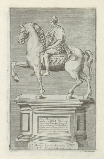Ruiterstandbeeld van Marcus Aurelius Rzeźby antyczne w Rzymie (tytuł serii) Ikony starożytnych posągów miasta Rzymu, które można zobaczyć w miejscach publicznych (tytuł serii) autorstwa Anonymous