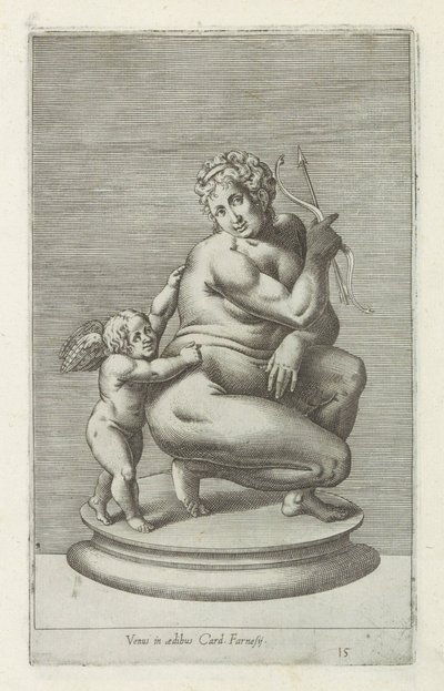 Sculptuur van Venus en Amor Venus in aedibus Card. Farnesii (title on object) Antieke sculpturen in Rome (series title) Antiquarum statuarum urbis Romae quae in publicis locis visuntur icones (series title)   1328903   pl       polish Successfully Translat autorstwa Anonymous