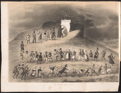 Karykatura w studenckim almanachu Lejdy, 1854 Rdzeń Narodu (tytuł na obiekcie) autorstwa Anonymous