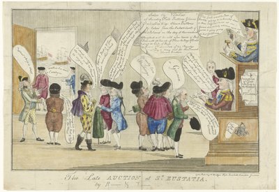Karykatura Anglików na św. Eustatius, 1781 Późna Aukcja w St. Eustatia (tytuł na obiekcie) autorstwa Anonymous
