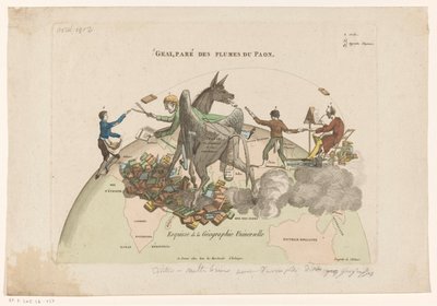 Spotprent op de Geographies Universelle van Conrad Malthe-Brun Szkic geografii uniwersalnej (tytuł na obiekcie) autorstwa Anonymous
