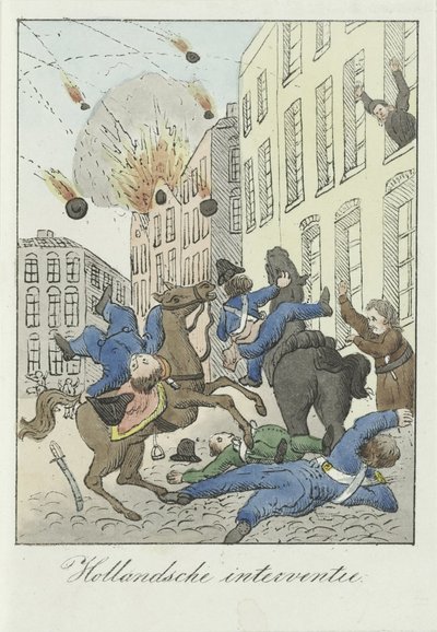 Karykatura holenderskiej interwencji, 1831 Interwencja holenderska (tytuł na obiekcie) autorstwa Anonymous