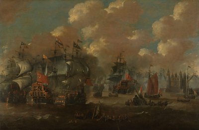 Bitwa o Dźwięk z Eendracht biorąca udział w dwóch szwedzkich okrętach wojennych, 1658 autorstwa Anonymous