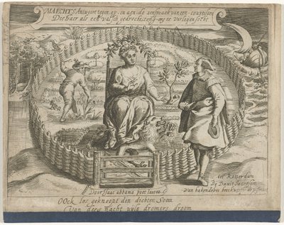 Strona tytułowa broszury: Maechts odpowiada przeciwko przemówieniu kurtyzany, on i aen / Die haer als een false monstrosity, language-erg to leijen socht, 1617 autorstwa Anonymous