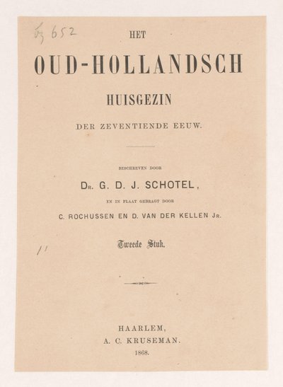 Strona tytułowa dla: Gillis Dyonisius Jacobus Schotel, The Old Dutch Household, Second Piece, 1868 autorstwa Anonymous
