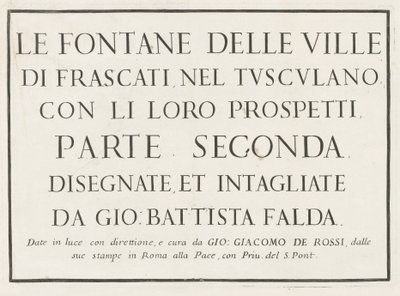 Wydruk tytułu z tytułem w ramce Fontane delle ville di Frascati (tytuł serii) Fontanny Frascati (tytuł serii) autorstwa Anonymous