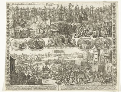 Córka Willema III do Anglii, 1688 Zburzenie Jego królów: Wysokość w Anglii 11 [listopada] bris 1688 / Przybycie Jego królów: Wysokość w Anglii 15 i 16 [listopada] bris 1688 (tytuł na obiekcie) autorstwa Anonymous