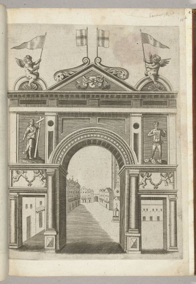 Brama Triumfalna z figurami alegorycznymi i Putti z łańcuchem Orderu Złotego Runa, 1594 autorstwa Anonymous