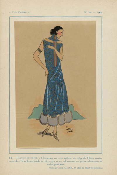 Bardzo paryski, 1923, nr 11: 14. - CHIŃSKI LAKIER. - Urocza jest ta toaleta... autorstwa Anonymous