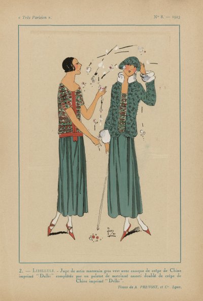 Bardzo paryski. Moda, Szyk, Elegancja Bardzo paryski, 1923, nr 8: 2.- WAŻKA. / Spódnica z marokańskiej satyny... autorstwa Anonymous