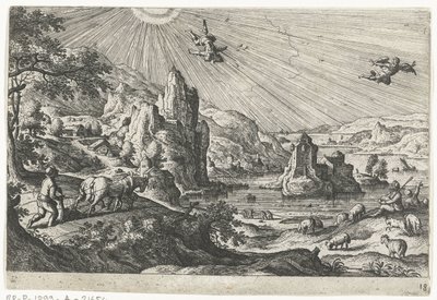Upadek Ikara Pejzaże ze scenami mitologicznymi i biblijnymi (tytuł serii) autorstwa Anonymous