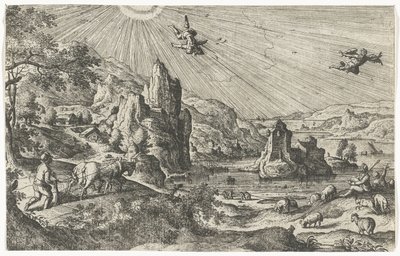 Upadek Ikara Pejzaże ze scenami mitologicznymi i biblijnymi (tytuł serii) autorstwa Anonymous