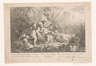 Putti rybackie Der Fisch-fang / Pescheurs (tytuł na obiekcie) autorstwa Anonymous