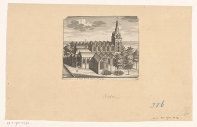 Widok z lotu ptaka na Oude Kerk w Amsterdamie, przed 1544 d